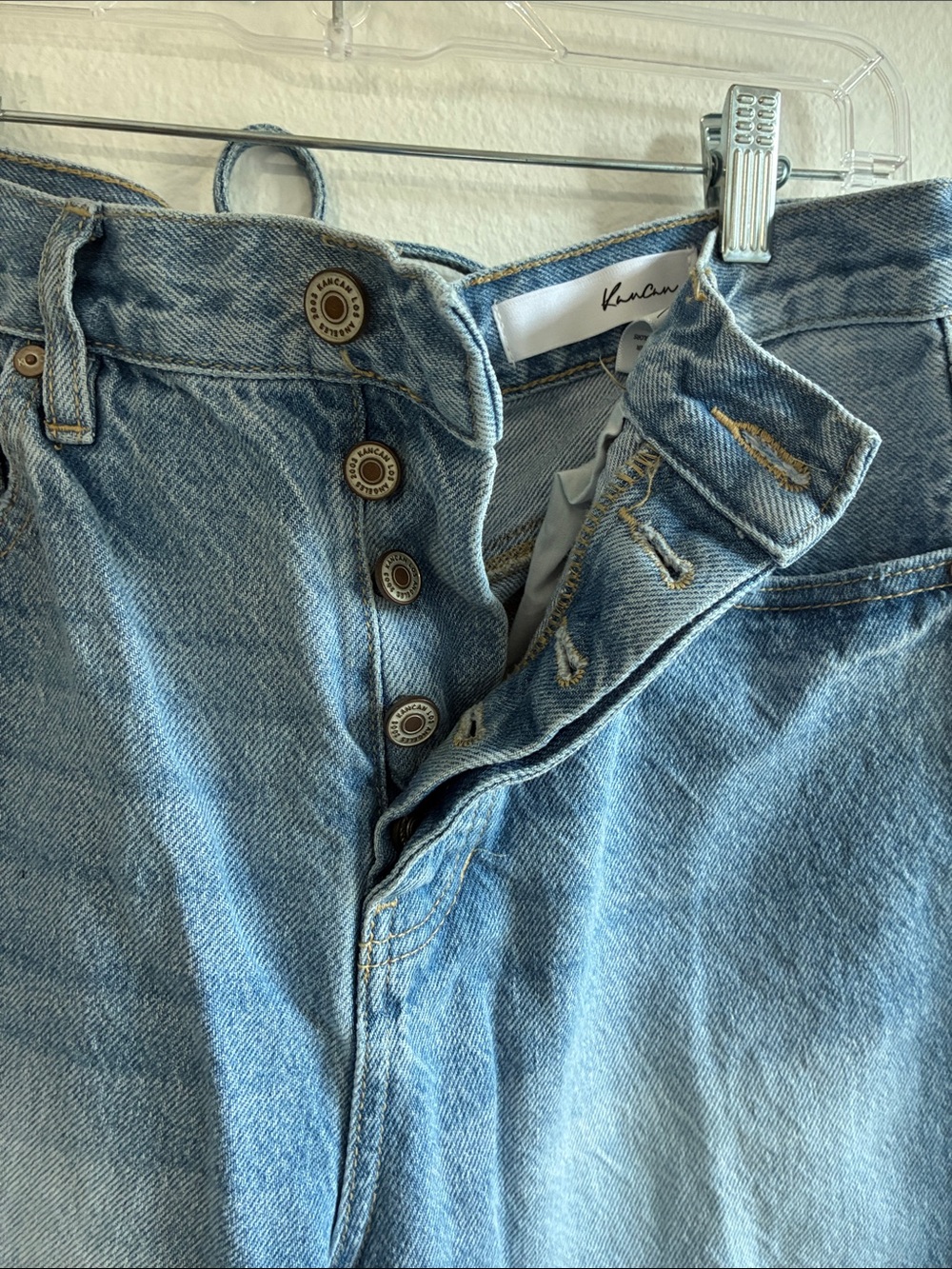 KanCan Light Blue Wide Leg Jeans w/back detail - Picture 2 of 6